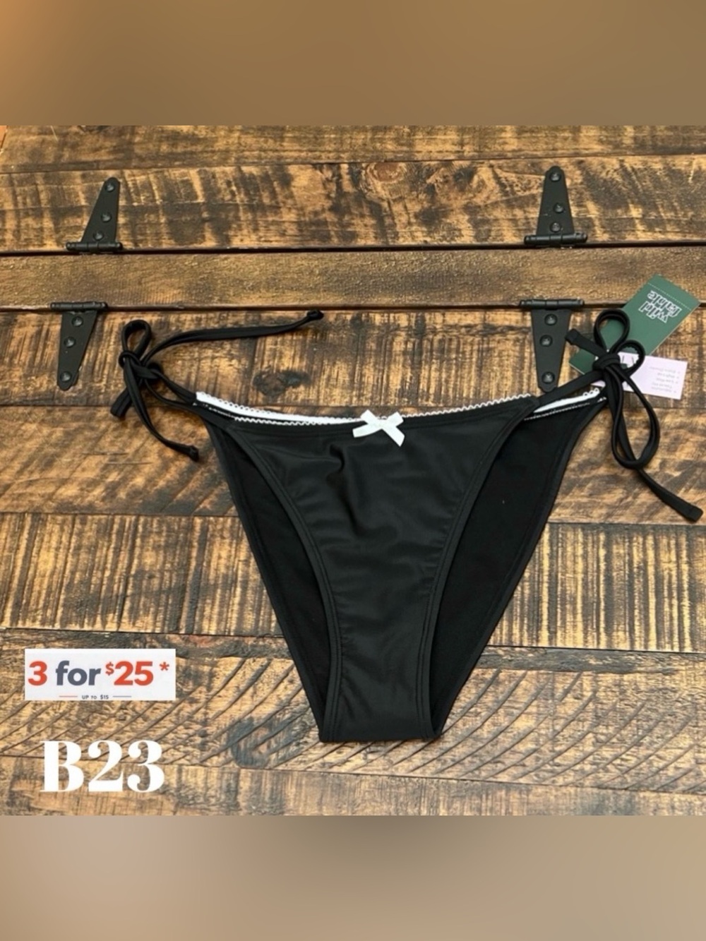 Wild Fable Black Bikini Bottom with White Trim